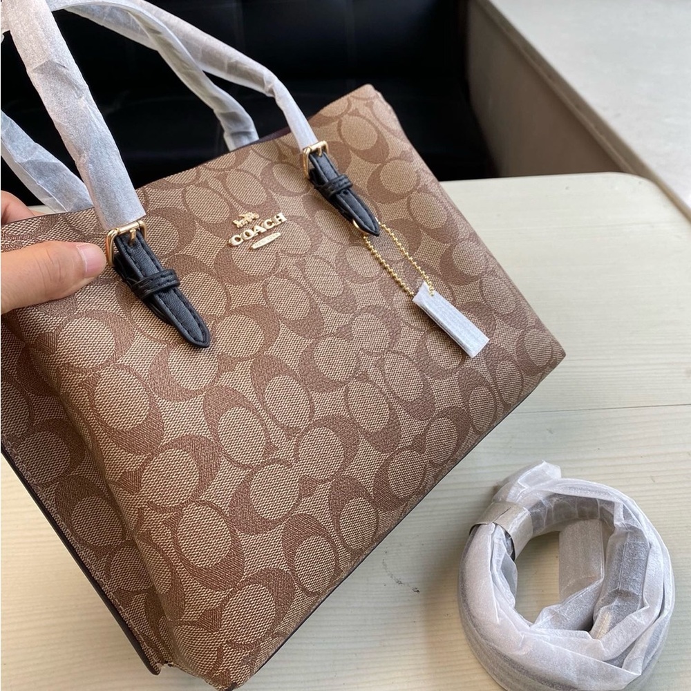 COACH Classic Pattern Mollie Tote Bag - Picture 4 of 7